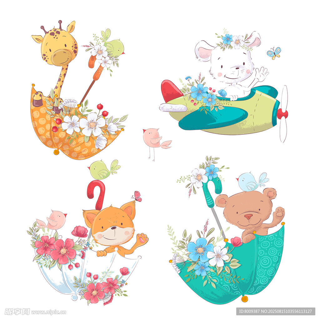 可爱动物卡通插画集合