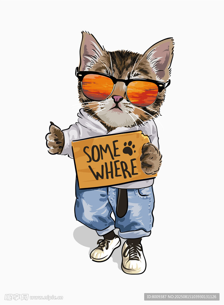 时尚猫咪举牌