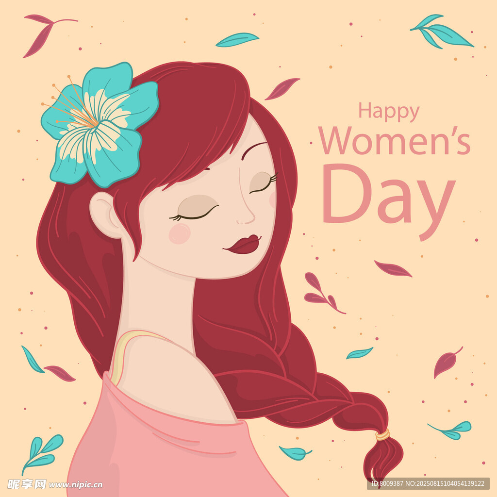 妇女节插画中的美丽女性