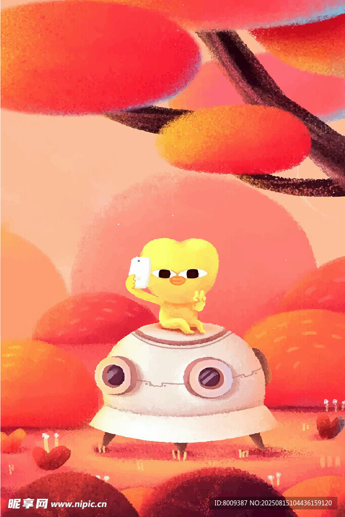 小黄鸭乘飞碟奇幻场景