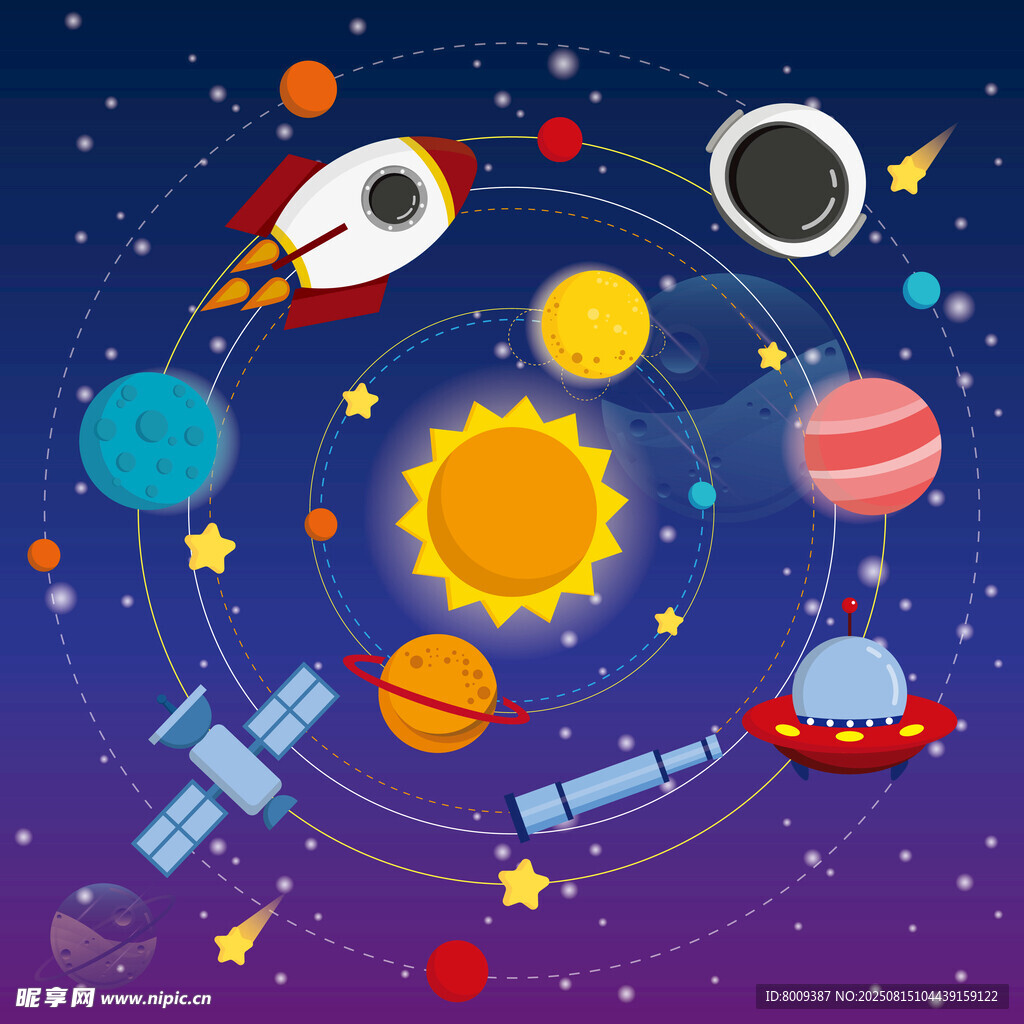 梦幻宇宙太空场景插画