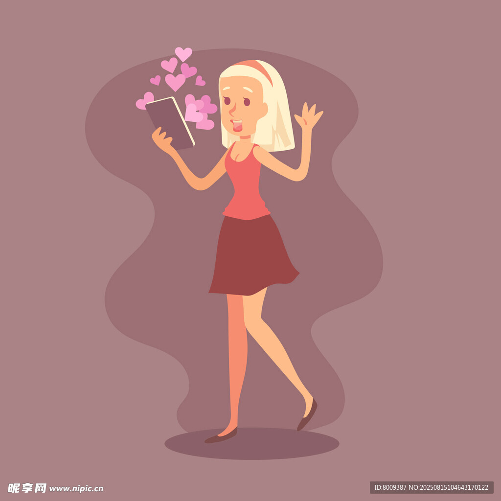 手持花束的欢快金发女子