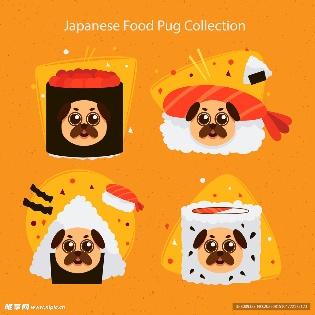 可爱日本美食主题狗狗插画