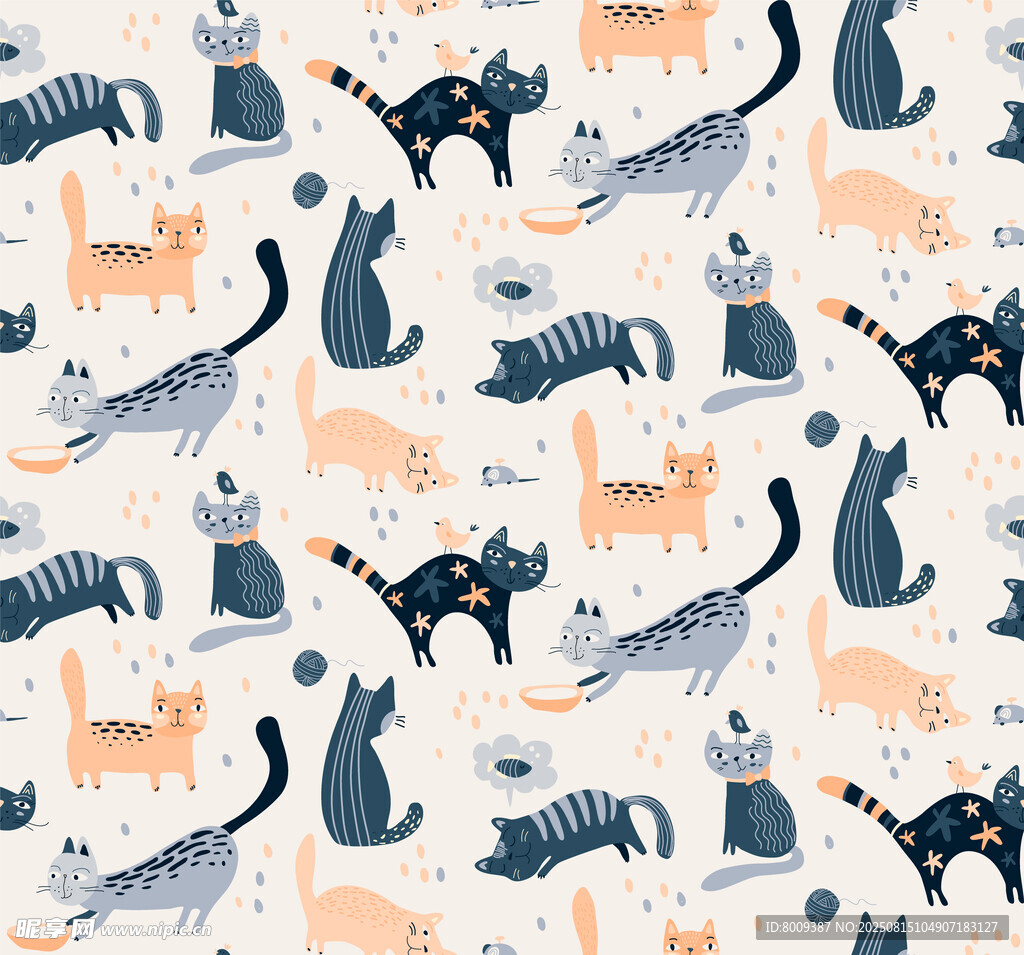 可爱猫咪图案背景纹理