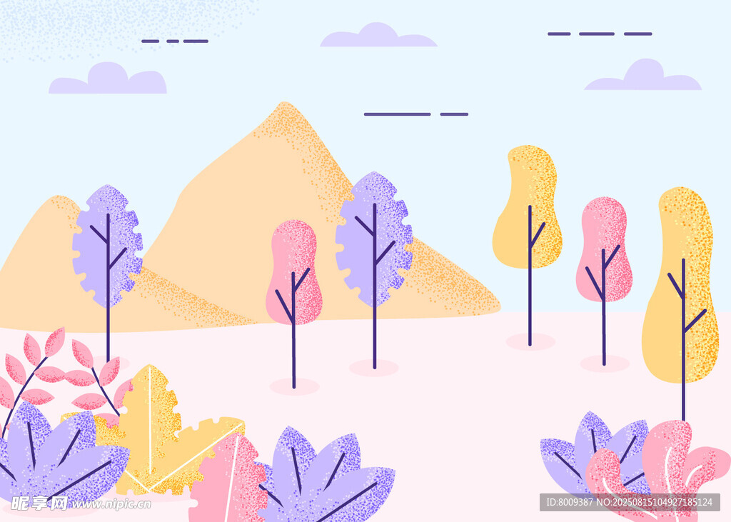 秋日山林风景插画