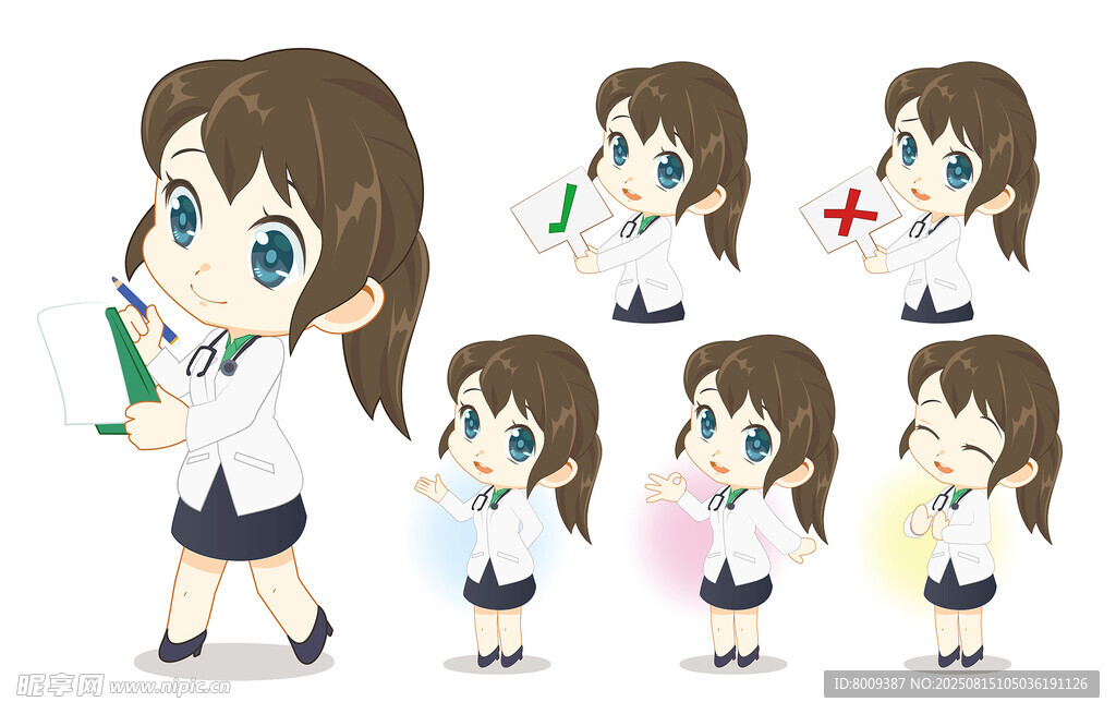 可爱动漫少女多样动作