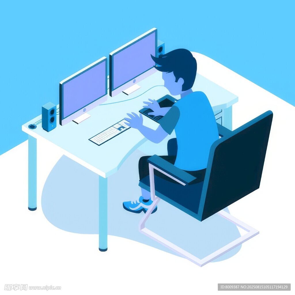专注办公的电脑前工作者