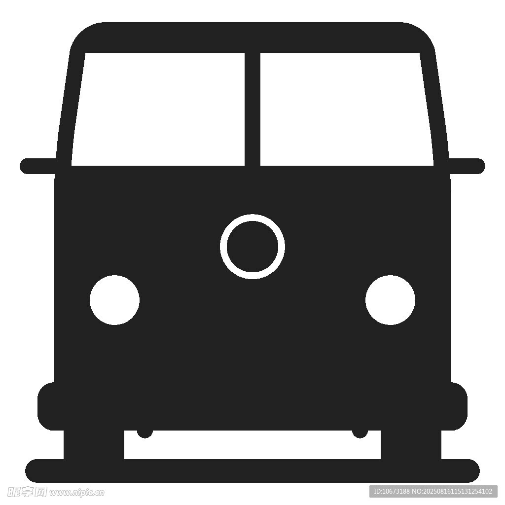 简约黑色复古面包车图标