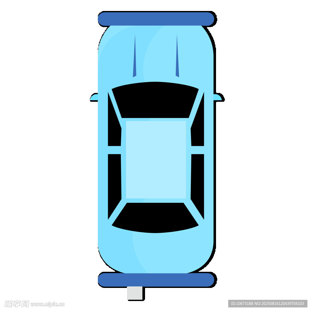 俯视视角蓝色轿车