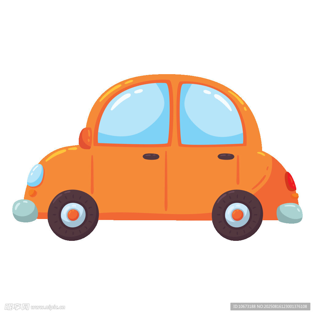 橙色可爱卡通小汽车