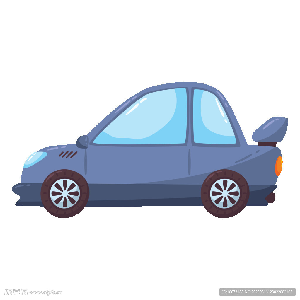 蓝色卡通小轿车