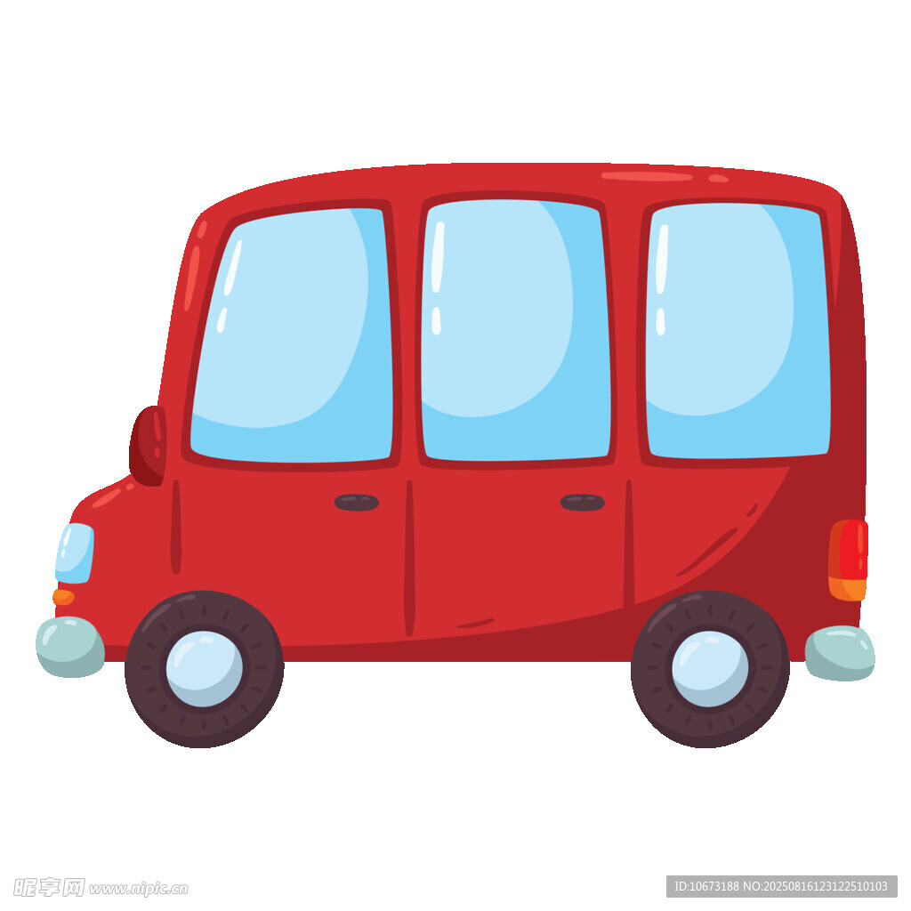 红色卡通面包车