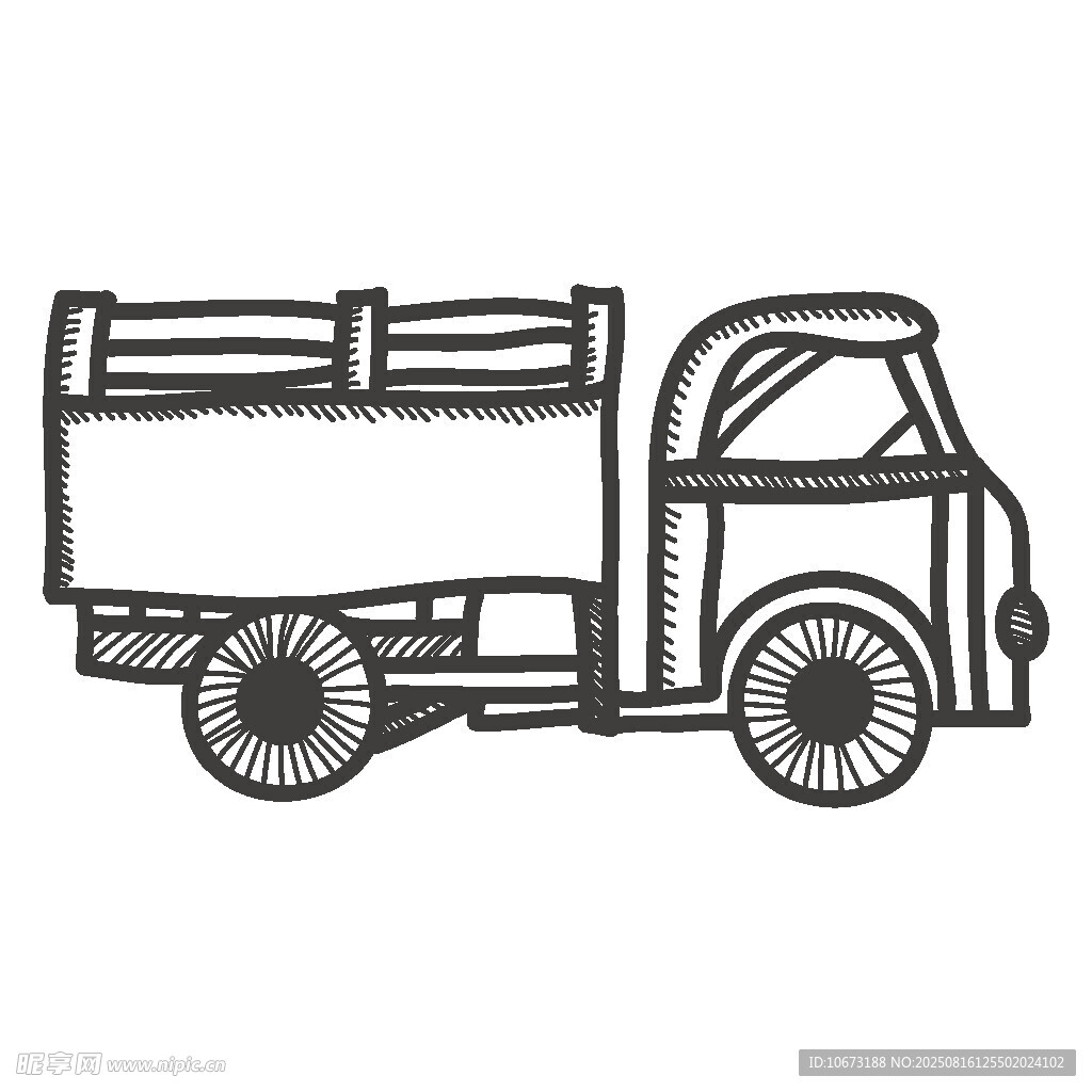 手绘线条风格载货卡车