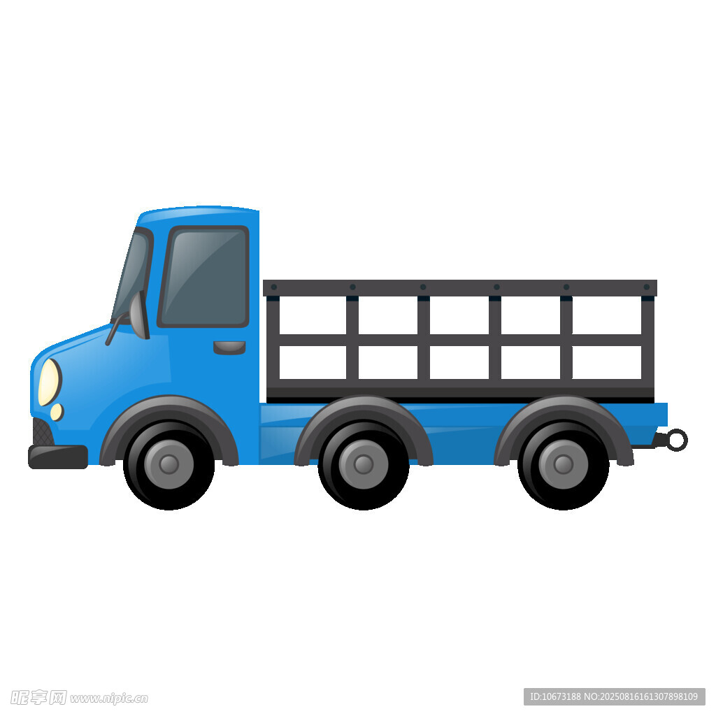 蓝色卡通载货小卡车