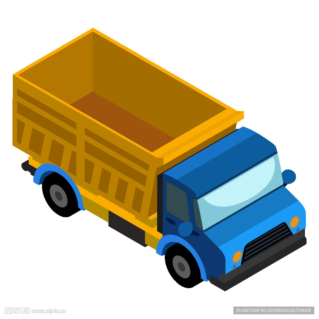 蓝色卡通自卸货车