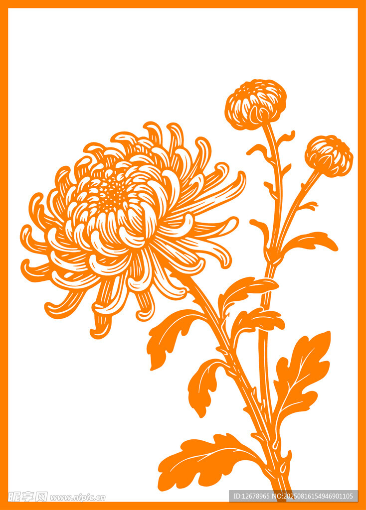 橙色菊花图案