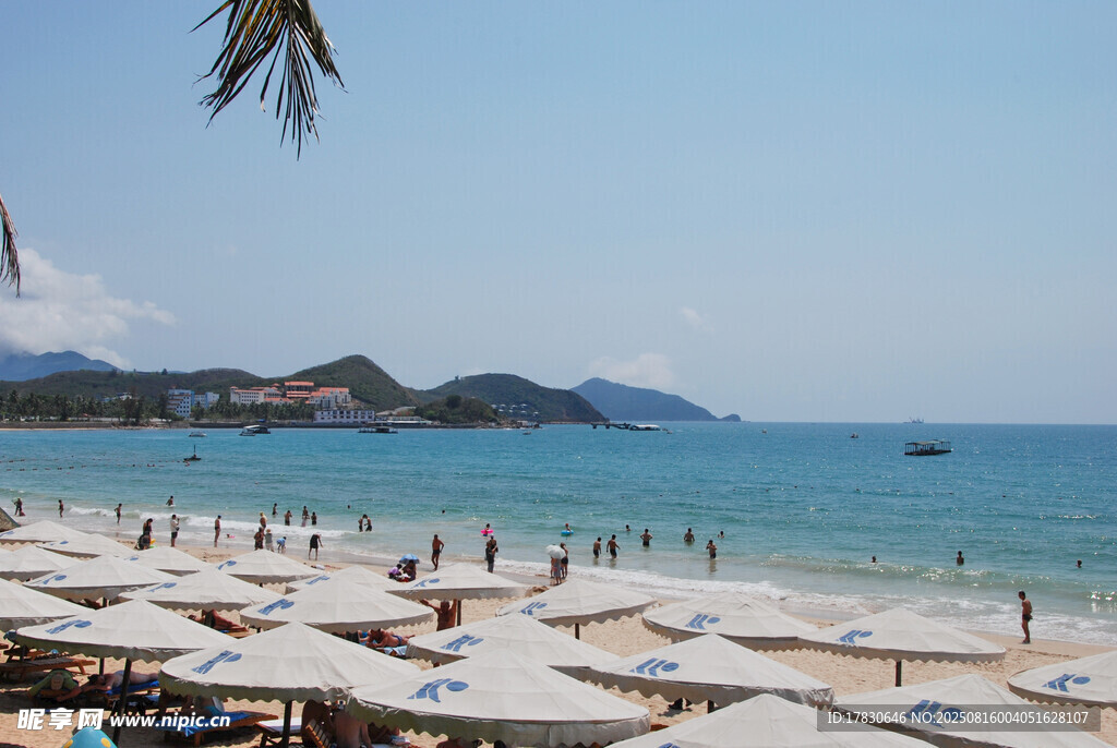热闹的海滨度假沙滩场景