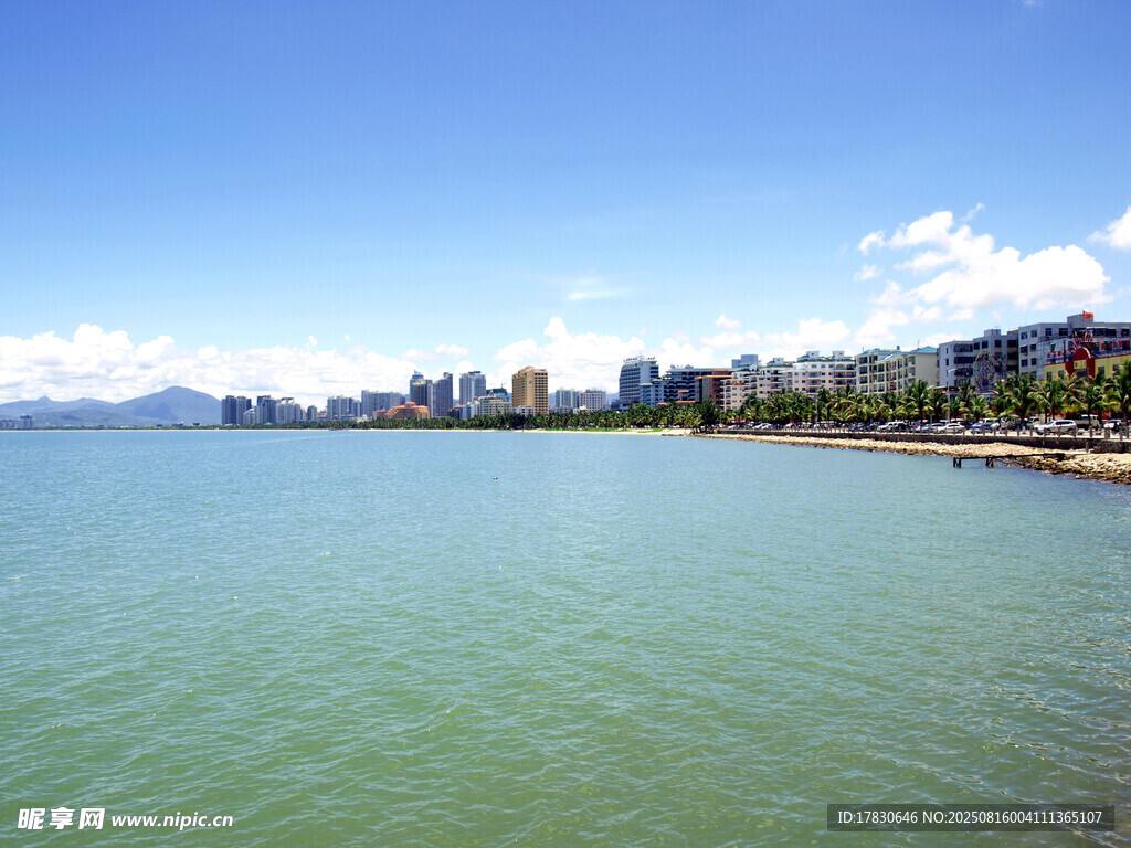 海滨城市美丽湖景风光