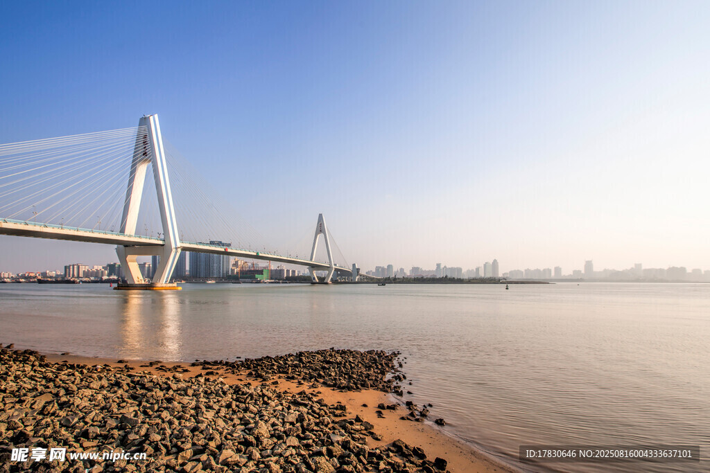 江边斜拉桥风景