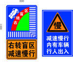 右转盲区减速慢行警示标志