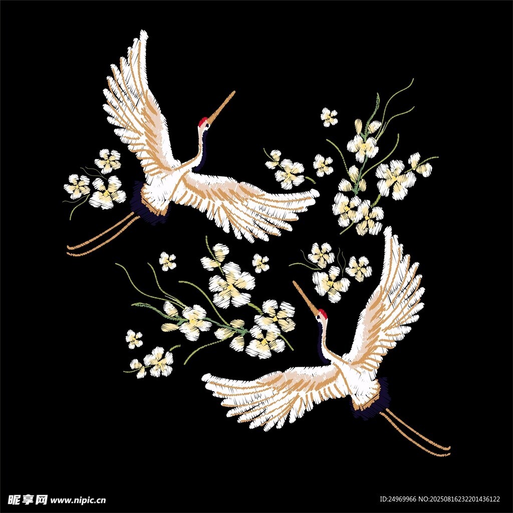 双鹤戏花图