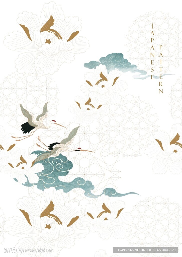 中式飞鸟祥云图