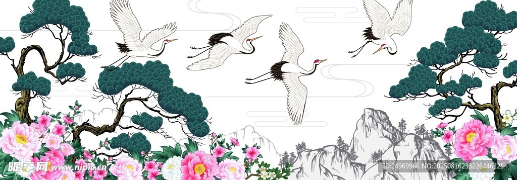 花鸟山水图