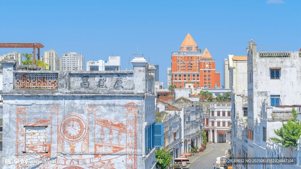 多彩城市街景建筑