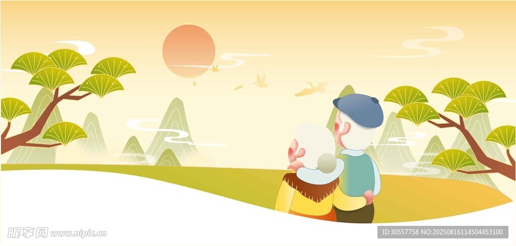 重阳节老人黄色背景图