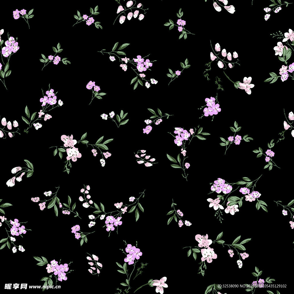 黑色底紫色碎花图案