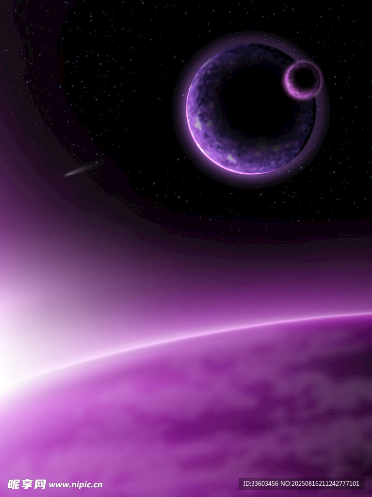 梦幻紫色星球与环状天体