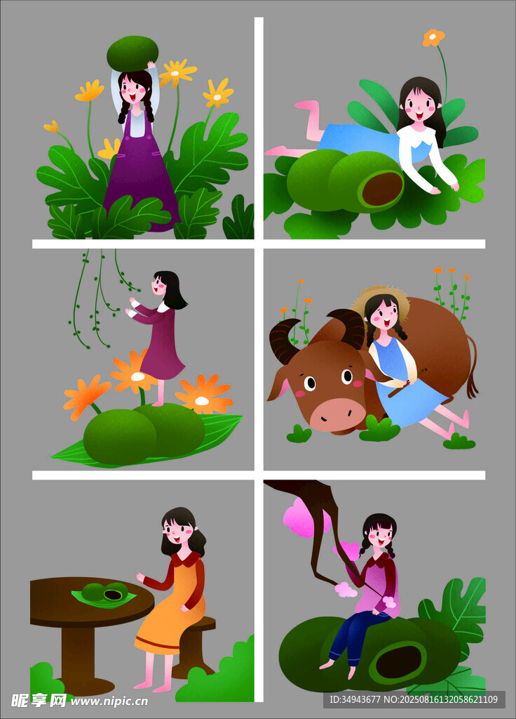 女孩与动物的温馨瞬间