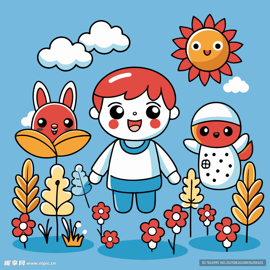 童趣插画中的欢乐小伙伴