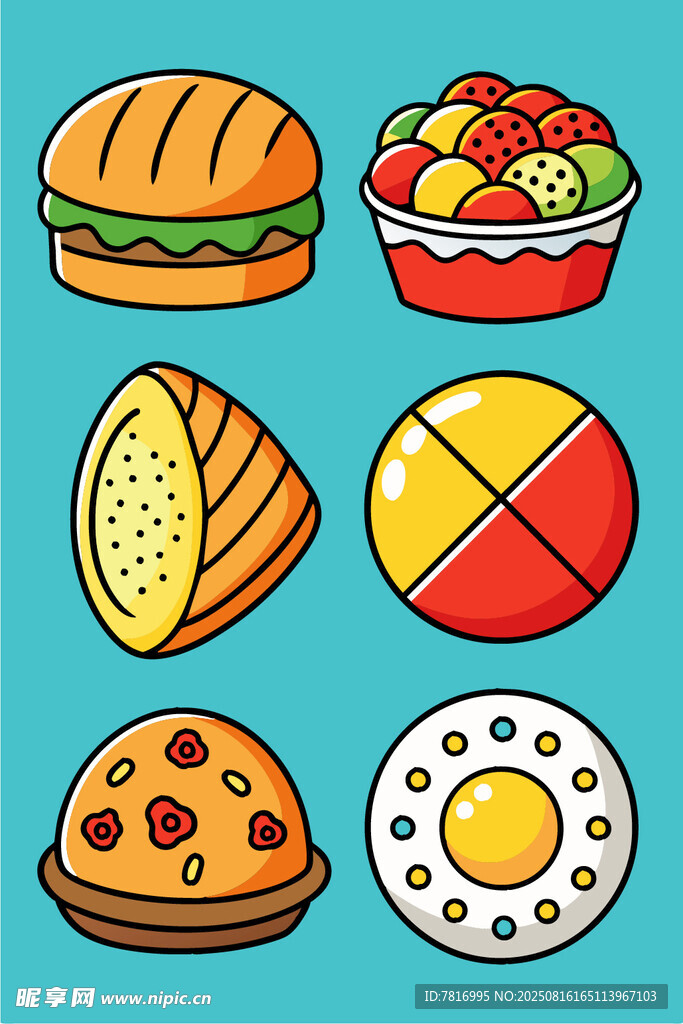 多彩美味食物插画