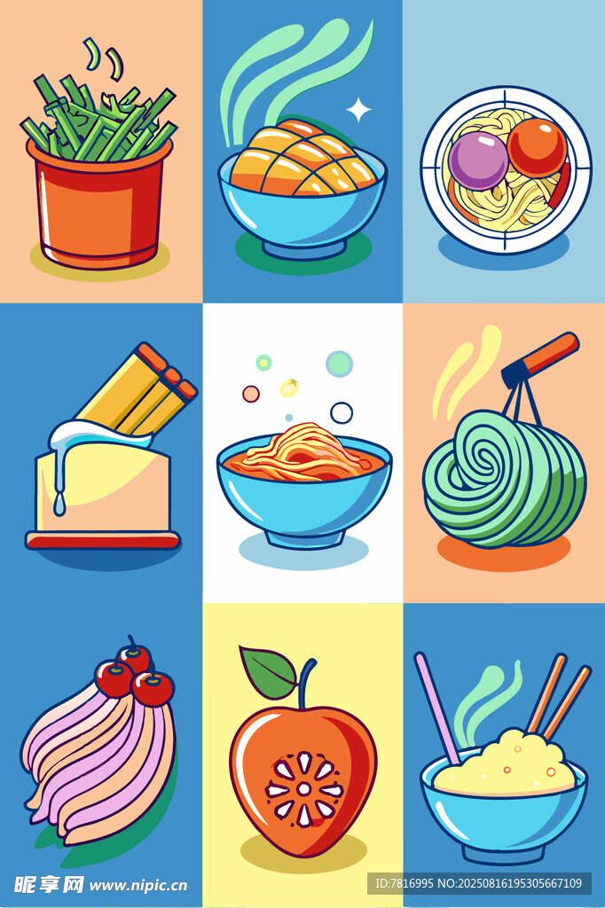 多彩美食插画尽显烹饪元素