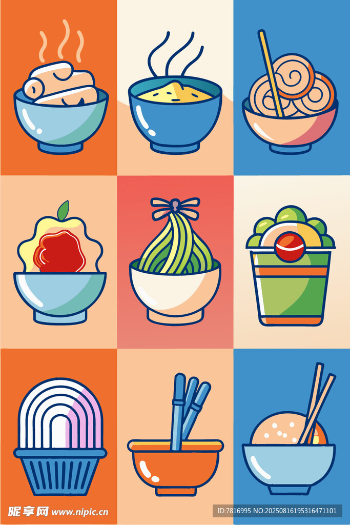 多样美食插画展示