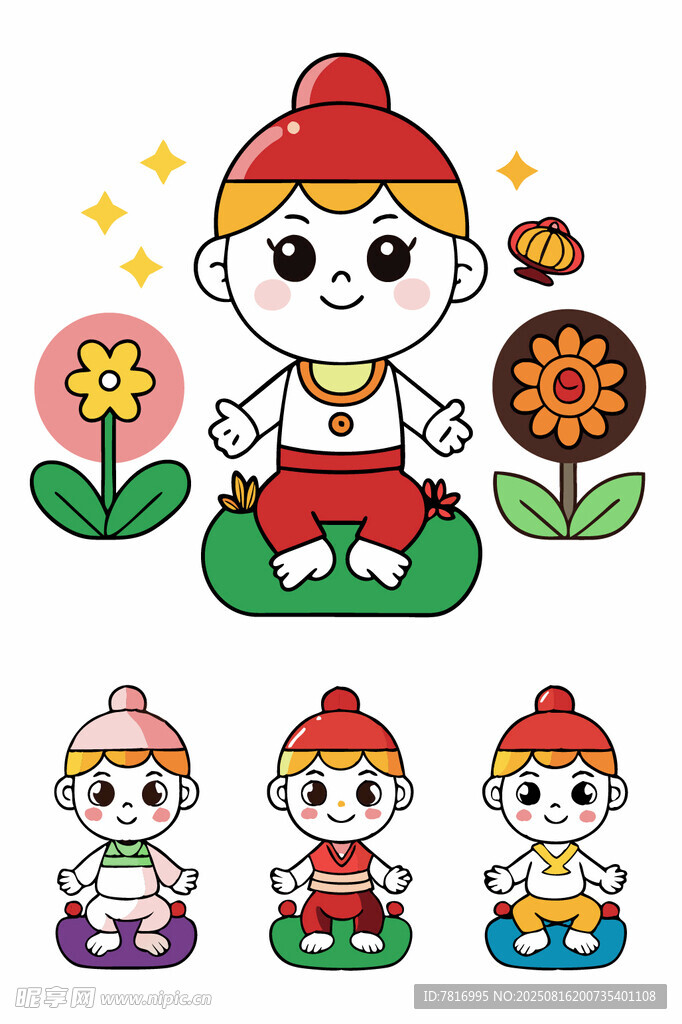 可爱卡通小和尚形象集合