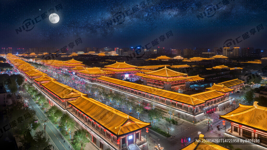 西安大唐不夜城夜景长廊画面
