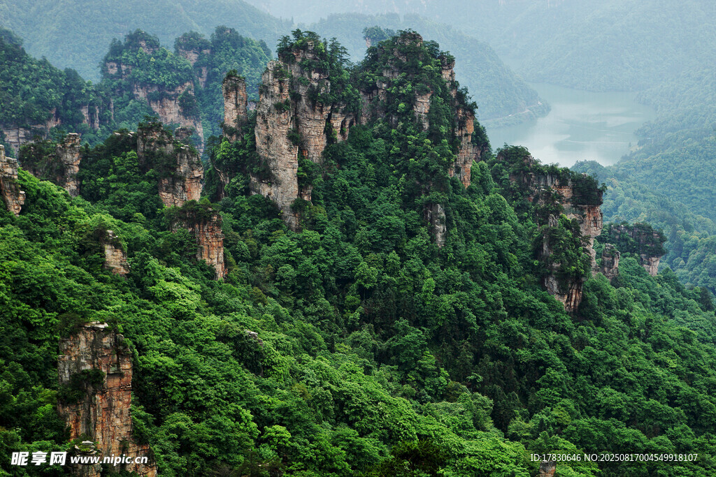 奇峰峻岭间的绿意山林