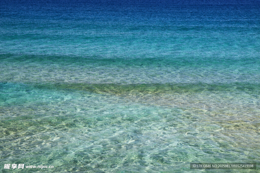 清澈海底与蓝色海水景观