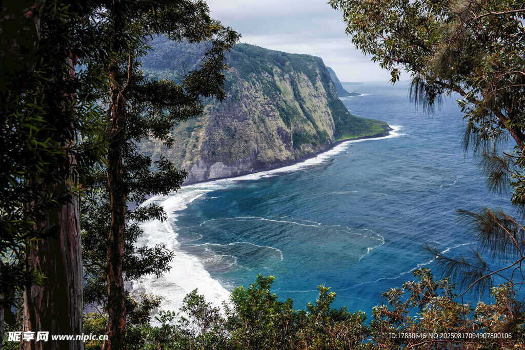海岸山林间的壮阔海景