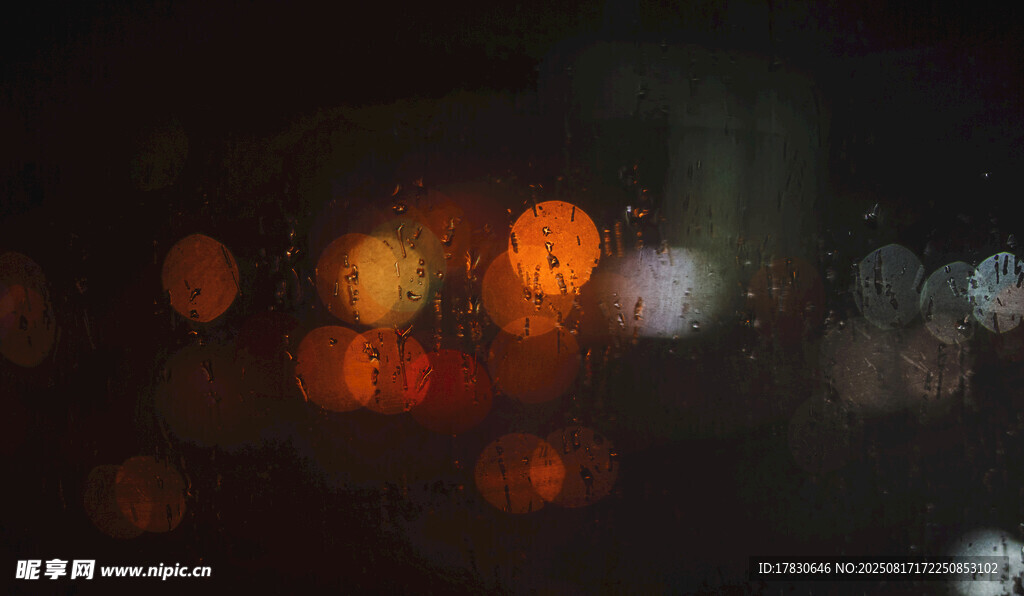 雨夜模糊灯光景象