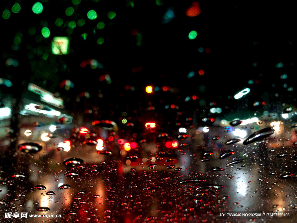 雨夜城市街道车流景象
