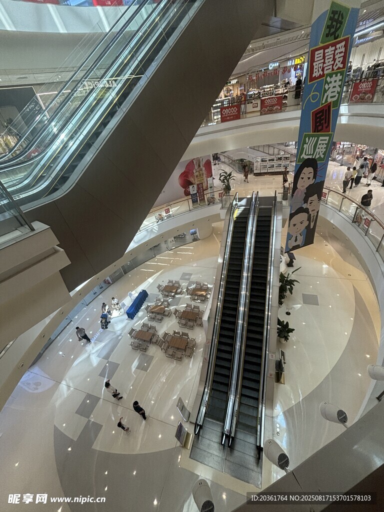 商场内部扶梯及购物场景