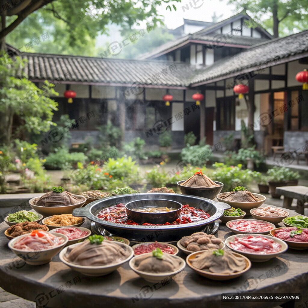 老重庆火锅  农家院场景