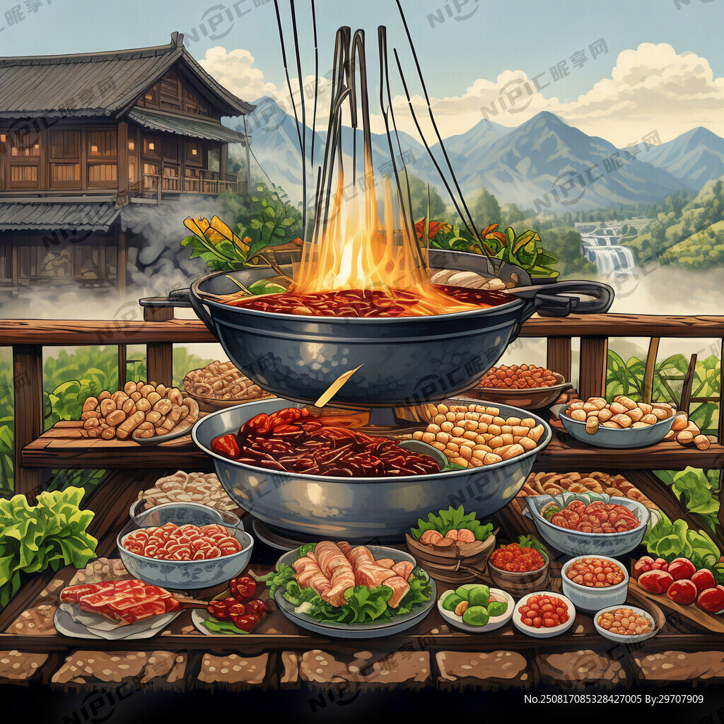 老重庆火锅  农家院场景
