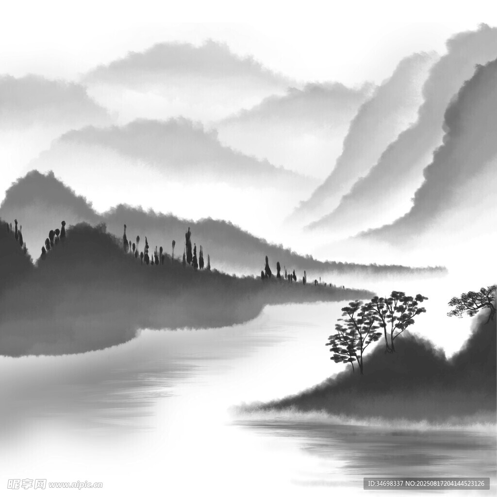 水墨山水画图