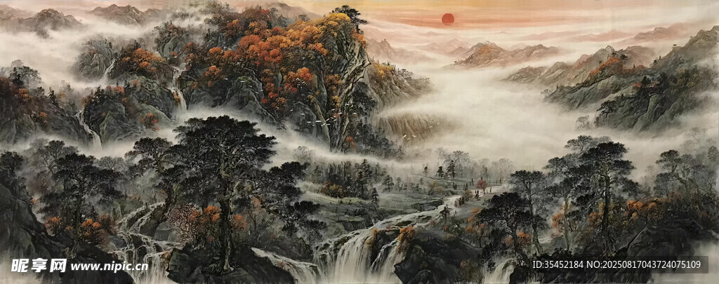 红日山水图