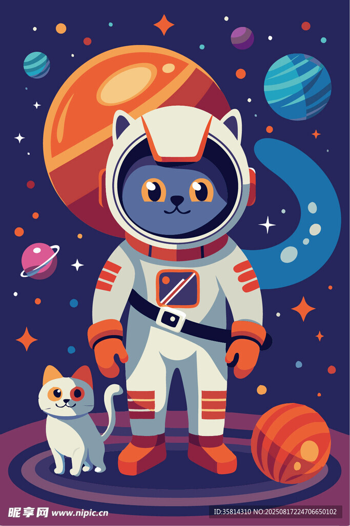宇航员与猫咪的太空奇遇