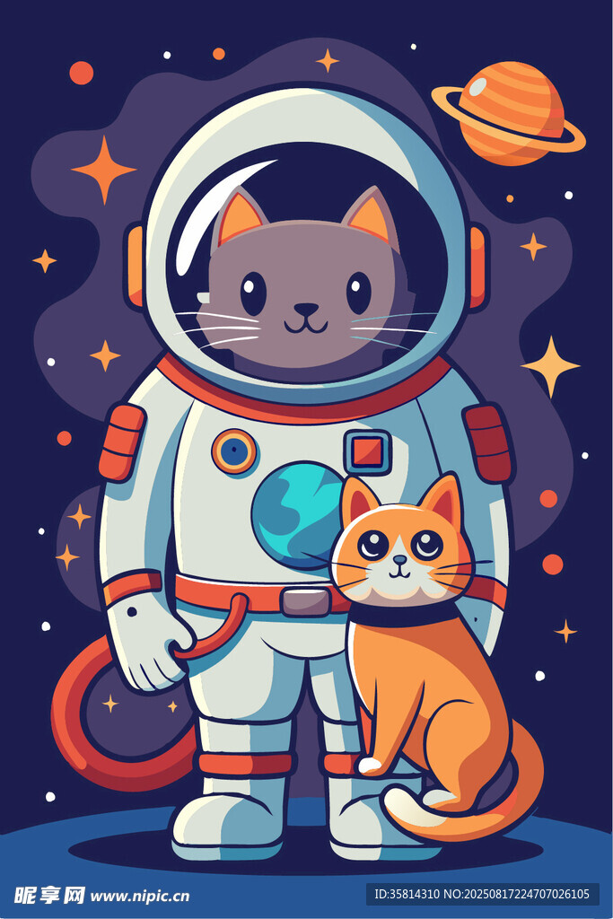 宇航猫咪与伙伴的太空奇遇
